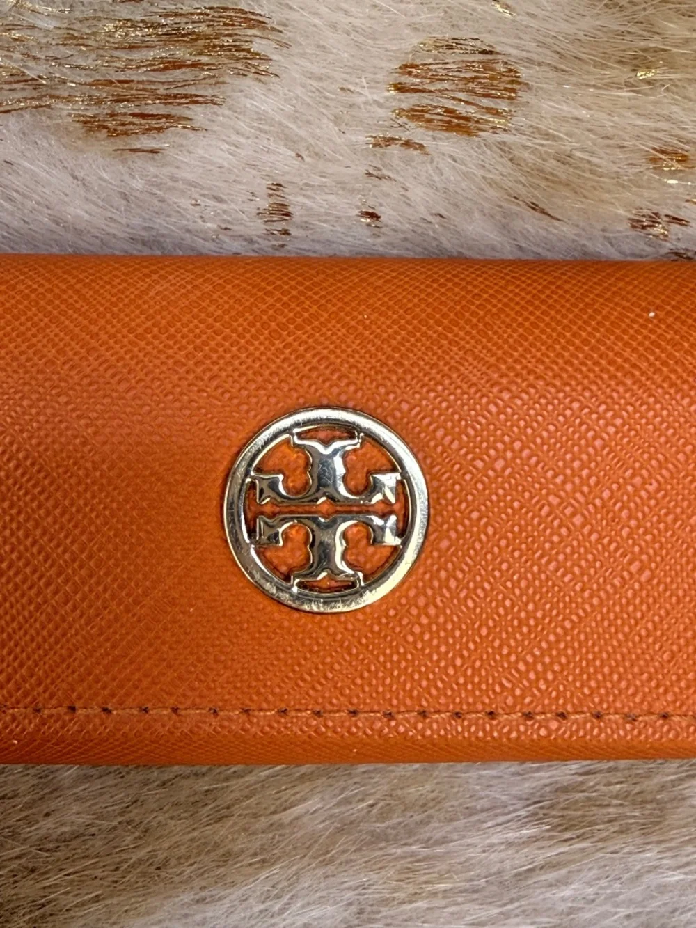 TORY BURCH Orange Little Triangle Sunglasses Eyeglasses Case Pouch sz S